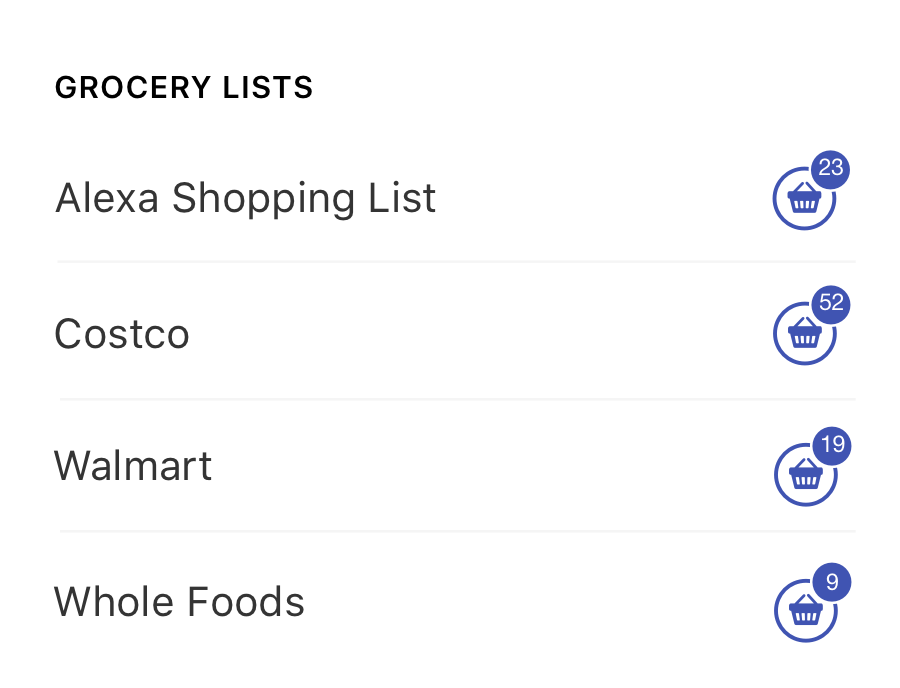 Manage multiple shopping lists