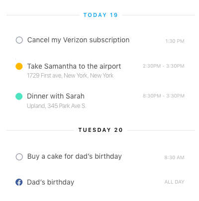 Daily agenda on Any.do’s calendar