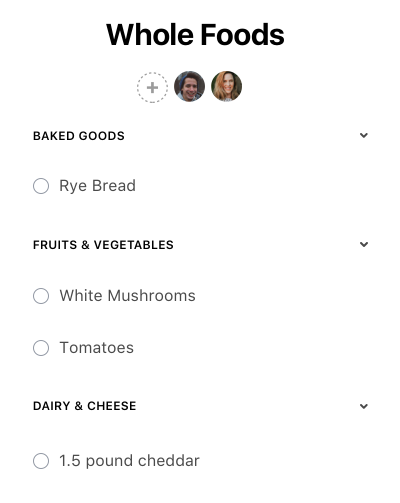 Shared Grocery List for families