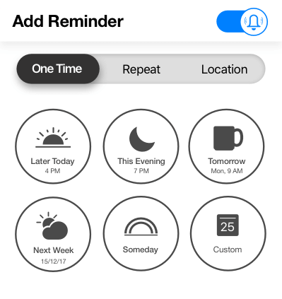 Creating one time, recurring and location reminders on Any.do
