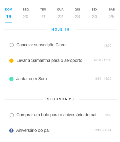 Agenda diária no calendário Any.do